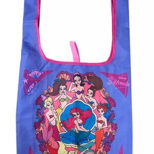 New Little Mermaid Ariel Sisters Fold Up Purple Shopping Tote Bag Disney Japan